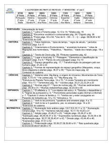 CALENDÁRIO DE PROVAS mensais