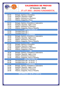 CALENDÁRIO DE PROVAS DO 1º SEMESTRE