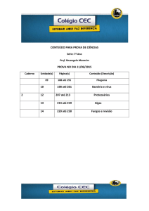 CONTEÚDO PARA PROVA DE CIÊNCIAS Série: 7º Ano Prof
