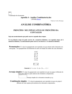 Apostila 4 - Analise Combinatoria - MATEMÁTICA E