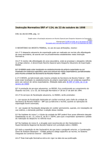 Instrução Normativa SRF nº 124, de 22 de outubro de 1998 DOU de