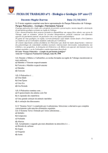 FICHA DE TRABALHO nº1 - Biologia e Geologia 10º ano CT