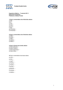 Qual a nomenclatura dos hidrácidos abaixo