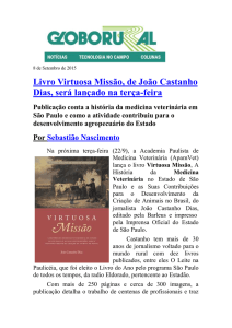 8 de Setembro de 2015 Livro Virtuosa Missão, de João Castanho