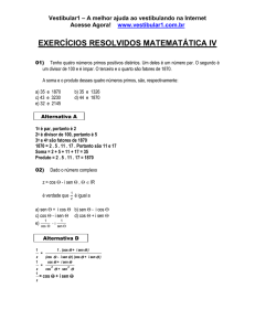 Exercícios Resolvidos de Matemática IV