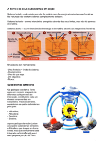 A Terra e os seus subsistemas em acção