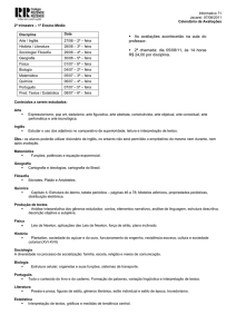 Informativo 71 Jacareí, 07/06/2011 Calendário de Avaliações 2º