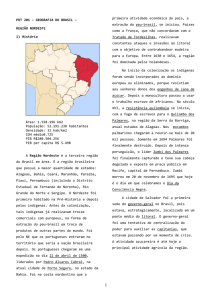 PRT 201 – GEOGRAFIA DO BRASIL – REGIÃO NORDESTE 1