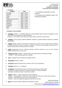 Informativo 038 Jacareí, 12/03/2014 Conteúdos de Avaliações 9º