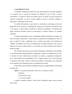 A centralidade do Verbo A Gramática Tradicional caracteriza