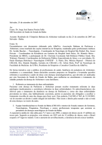 Carta ao Secretário de Saúde do Estado da Bahia