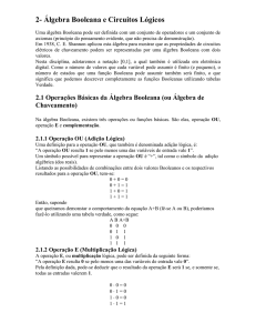 2- Álgebra Booleana e Circuitos Lógicos