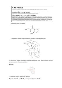 Fórmula estrutural do captopril: A interação do fármaco com a