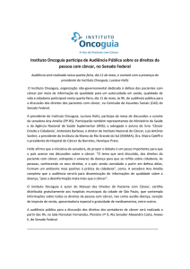 Instituto Oncoguia participa de Audiência Pública sobre os direitos