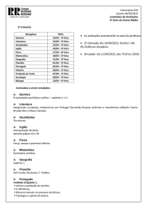 Informativo 034 Jacareí, 06/03/2015 Conteúdos de Avaliações 3ª