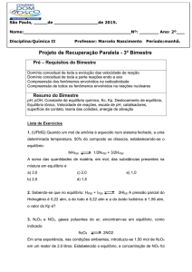 Projeto de Recuperação Paralela - 3º Bimestre Pré – Requisitos do