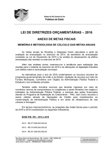 INFLAÇÃO – IPCA – 2016 a 2018 - Prefeitura Municipal de Esteio