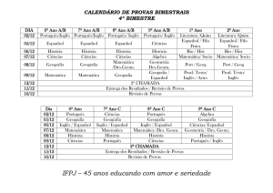 CALENDÁRIO DE PROVAS BIMESTRAIS 4º BIMESTRE DIA 6º Ano