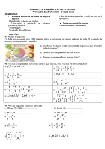 reforço de matemática 5ª série – 24/08/2011
