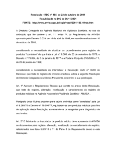 esolução - RDC nº 185, de 22 de outubro de 2001