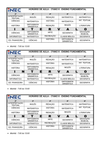 HORÁRIO DE AULA – 3ºANO II - ENSINO FUNDAMENTAL 2ª 3ª 4ª
