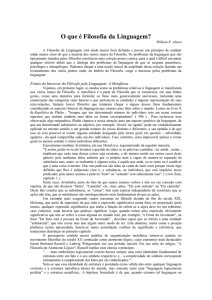 O que é Filosofia da Linguagem? William P. Alston A Filosofia da