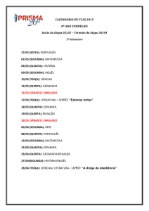 Calendário de vca`s 2015