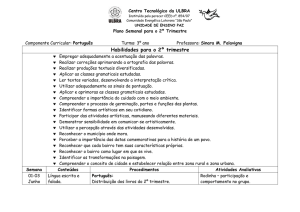 Plano Semanal para o 2º Trimestre Componente Curricular