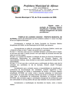 Decreto Municipal nº 55, de 10 de novembro de 2006