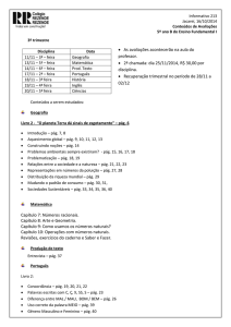 Informativo 213 Jacareí, 16/10/2014 Conteúdos de Avaliações 5º
