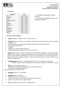 Informativo 033 Jacareí, 12/03/2014 Conteúdos de Avaliações 7º