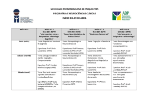 Programa&ccedil;&atilde;o &ndash; Psiquiatria e Neuroci&ecirc;ncias Cl&iacute;nicas
