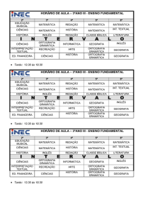 HORÁRIO DE AULA – 3ºANO III - ENSINO FUNDAMENTAL 2ª 3ª 4ª