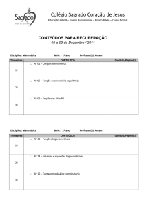 CONTEÚDOS PARA RECUPERAÇÃO 05 a 09 de Dezembro / 2011