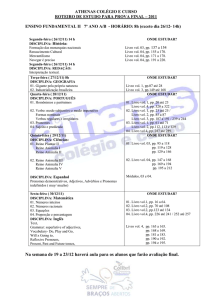 ATHENAS COLÉGIO E CURSO ROTEIRO DE ESTUDO PARA