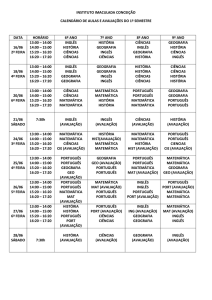 INSTITUTO IMACULADA CONCEIÇÃO DATA HORÁRIO 6º ANO 7º