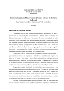 Territorialidade e ambiente em Minas Gerais durante a crise do