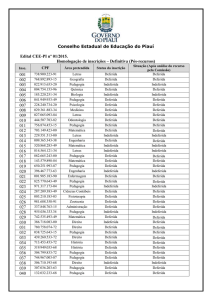 Lista de homologação de Inscrição Definitiva