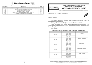 cronograma das verificações parciais – 1° bimestre