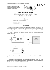 Guia do trabalho pratico nº1, Electrónica I, Engenharia de Sistemas