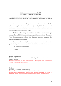 Carta aos revisores e ao corpo editorial Acta Medica Portuguesa
