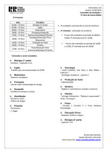 Informativo 153 Jacareí, 31/05/2016 Conteúdos da Avaliação 1 3ª