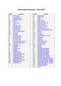 Informações de exame – 2012-2013 Código Disciplina Código