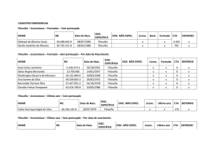 CADASTRO EMERGENCIAL Filosofia – Licenciatura – Formados
