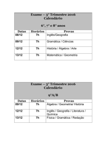 Calendário Exame - 3° Trimestre 2016