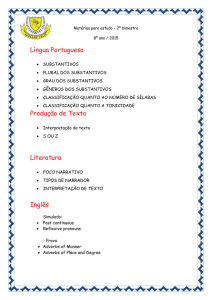 Matérias para estudo – 2º bimestre 8º ano / 2015 Língua Portuguesa