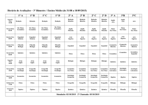 3° Bimestre / Ensino Médio (de 31/08 a 18/09/2015)