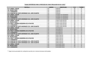 VAGAS DISPONÍVEIS PARA O PROCESSO DE VAGA VINCULADA