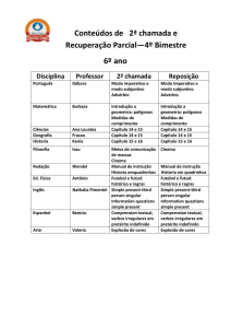 Conteúdos de 2ª chamada e Recuperação Parcial—4º Bimestre 6º