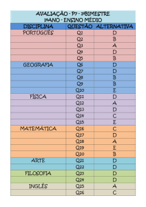 avaliação - p7 - 1ºbimestre 1ºano - ensino médio disciplina questão